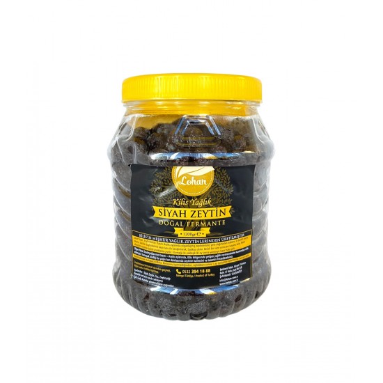 Lohan Kilis Attun Yerli Siyah Çevirme Zeytin, Doğal Fermante ,%100 Doğal, Net:1.2Kg