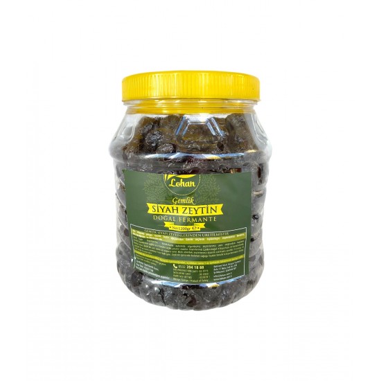 Lohan  Sofralık  Gemlik  Siyah Çevirme Zeytin  , Doğal  Fermante ,Net: 1.2kg 